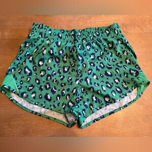All in Motion Green Cheetah Running Shorts